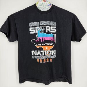 Vintage San‎ Antonio Spurs Shirt Mens 2XL 5 Time NBA Champions Alstyle Tag Black